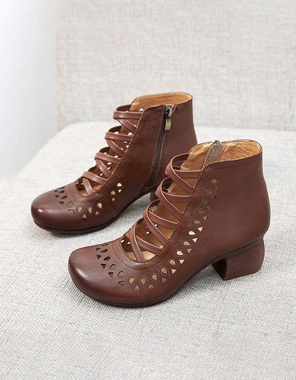 Summer Spring Cross Strap Vintage Chunky Chaussures