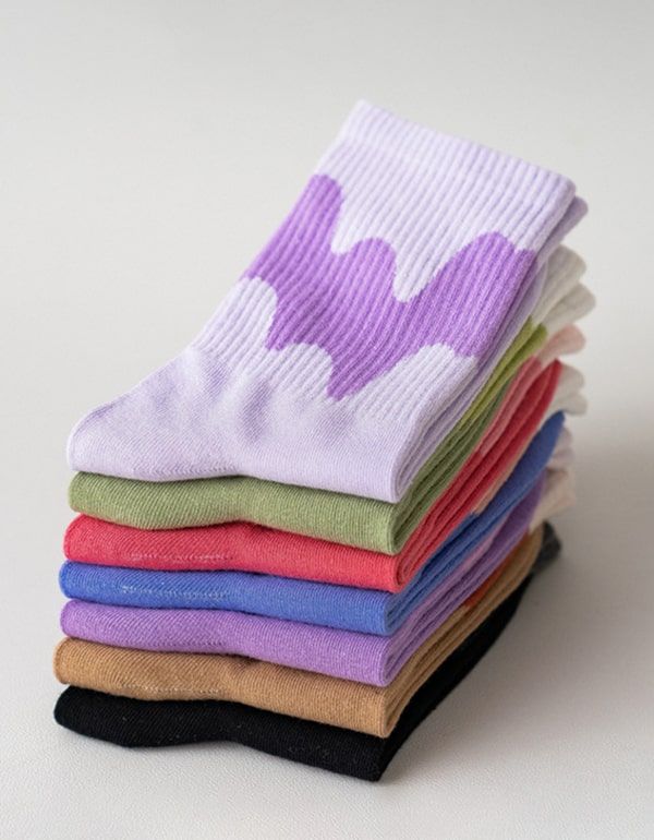 3 Paires De Chaussettes En Coton De Couleur Arc-en-ciel