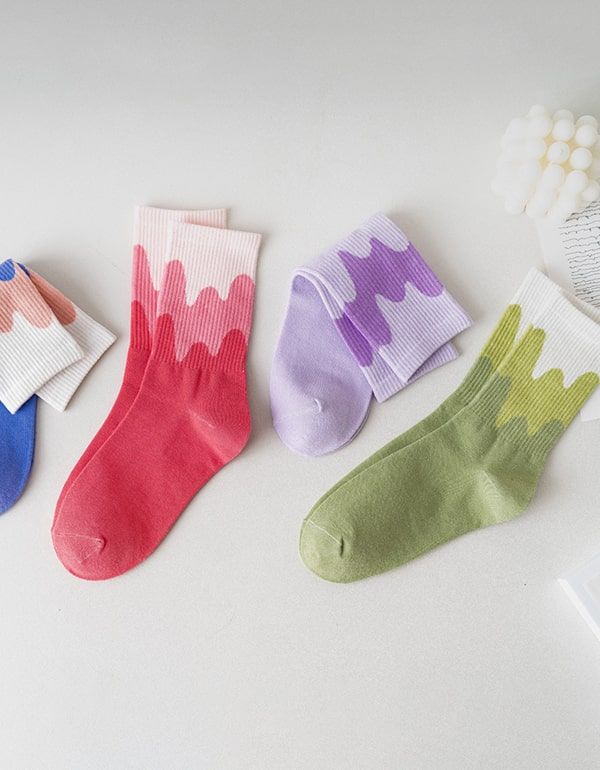 3 Paires De Chaussettes En Coton De Couleur Arc-en-ciel