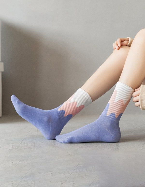 3 Paires De Chaussettes En Coton De Couleur Arc-en-ciel