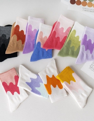 3 Paires De Chaussettes En Coton De Couleur Arc-en-ciel