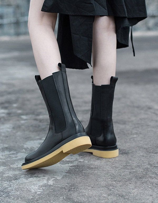 Bottes Longues Chelsea À Talons Épais D'automne Et D'hiver