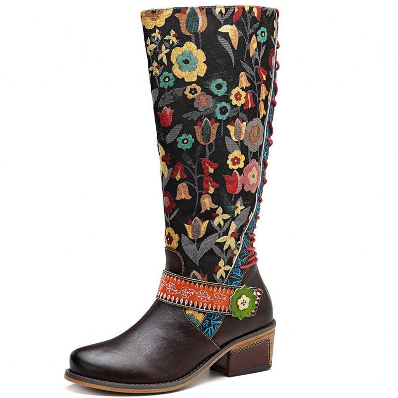 Bottes Longues En Cuir Vintage Pour Femmes