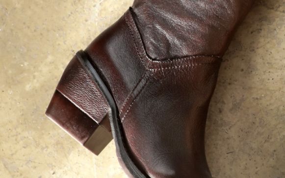 Bottes Longues Rétro En Cuir À Talons Épais | Chaussures Cadeaux