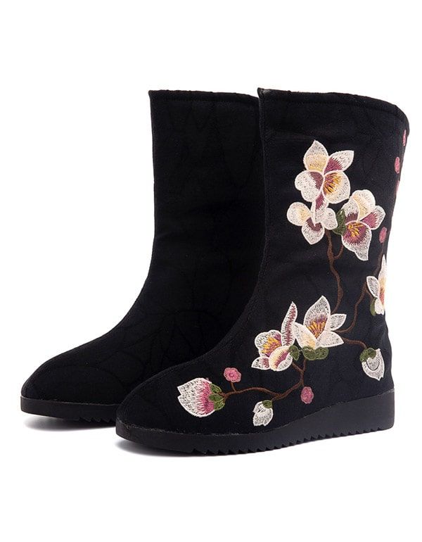 Bottes D'hiver En Coton Brodées De Style Ethnique Chinois