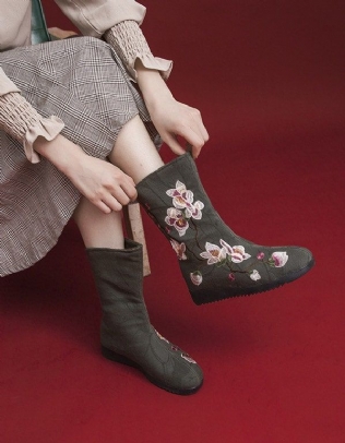 Bottes D'hiver En Coton Brodées De Style Ethnique Chinois