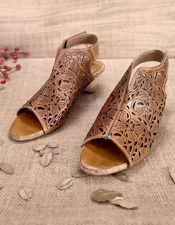 Summer Camel Retro Ethnic Shoes Talons Pointus 36-42