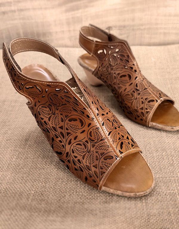 Summer Camel Retro Ethnic Shoes Talons Pointus 36-42