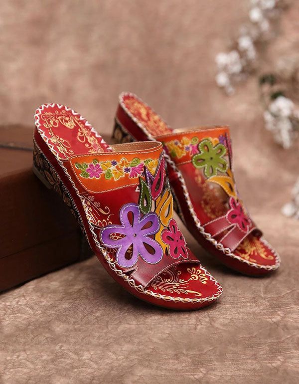 Tongs Retro Ethnic Handmade Chaussons 36-42