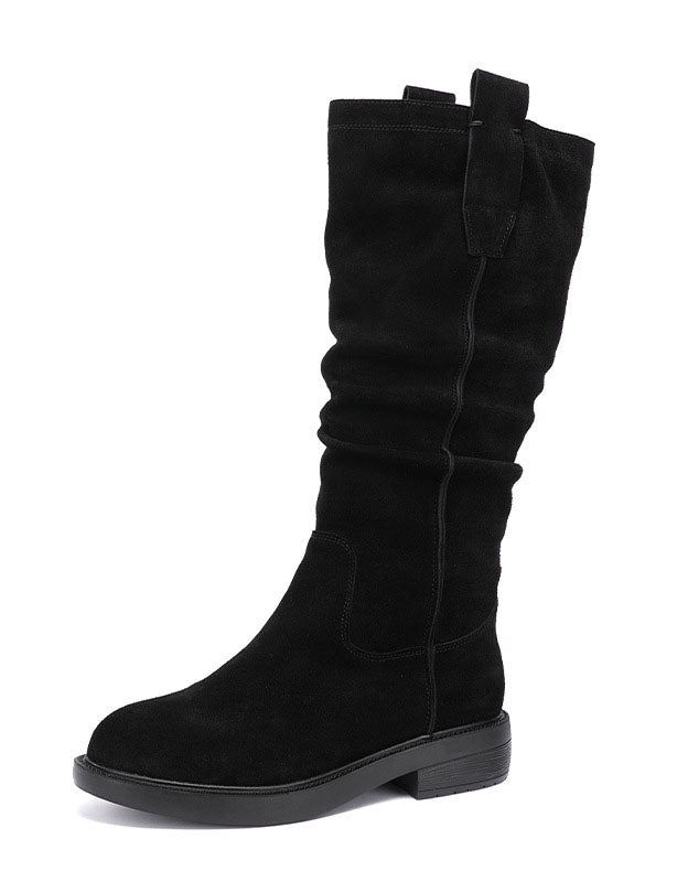 Bottes Longues Noires En Daim D'hiver À Mollet Large