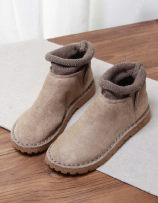 Bottes Rétro Courtes D'hiver En Daim Faites À La Main