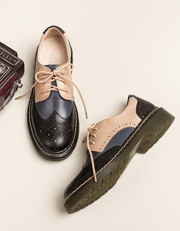 Chaussures Oxford Vintage En Cuir Véritable Pour Femme 2022