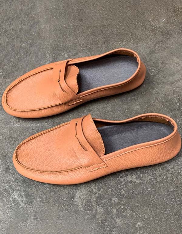 Mocassins Rétro En Cuir Souple Faits À La Main Pour Hommes