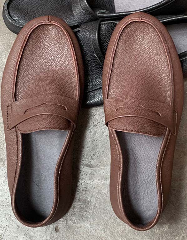 Mocassins Rétro En Cuir Souple Faits À La Main Pour Hommes