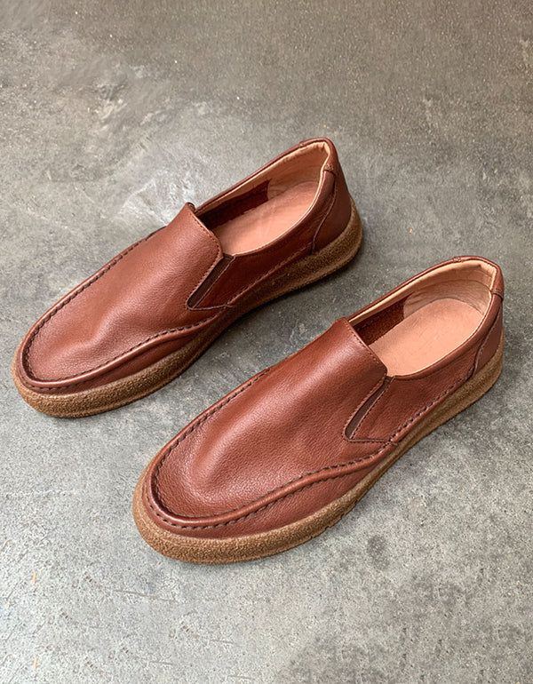 Mocassins À Enfiler Confortables En Cuir Rétro Pour Hommes