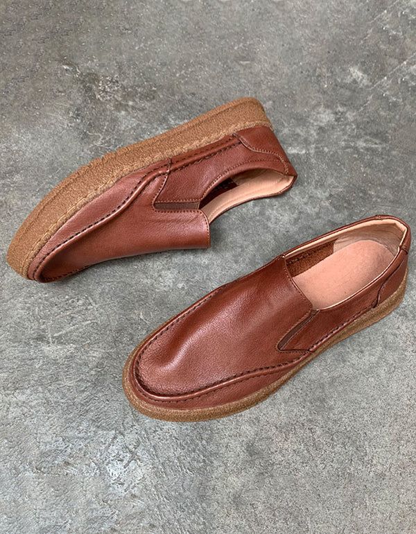 Mocassins À Enfiler Confortables En Cuir Rétro Pour Hommes