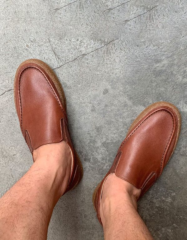 Mocassins À Enfiler Confortables En Cuir Rétro Pour Hommes