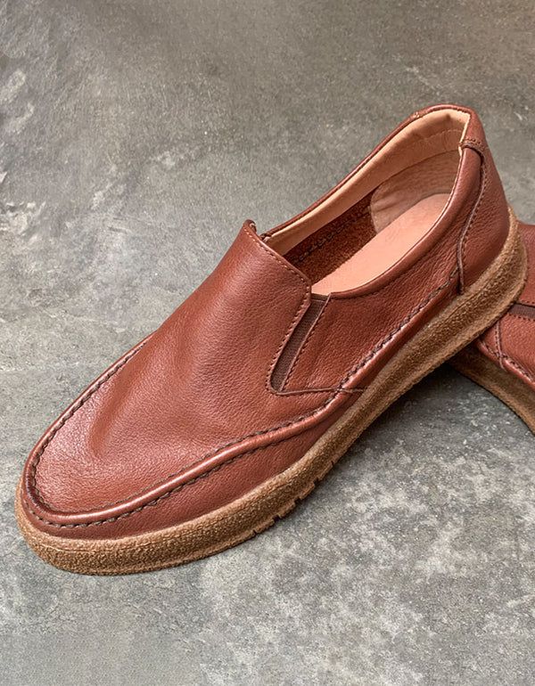 Mocassins À Enfiler Confortables En Cuir Rétro Pour Hommes