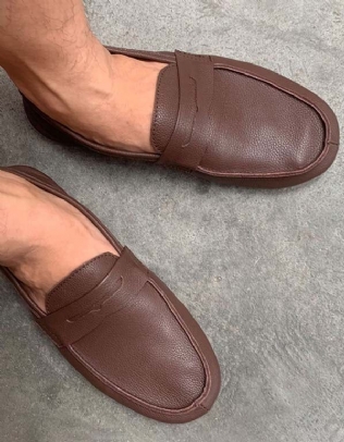 Mocassins Rétro En Cuir Souple Faits À La Main Pour Hommes