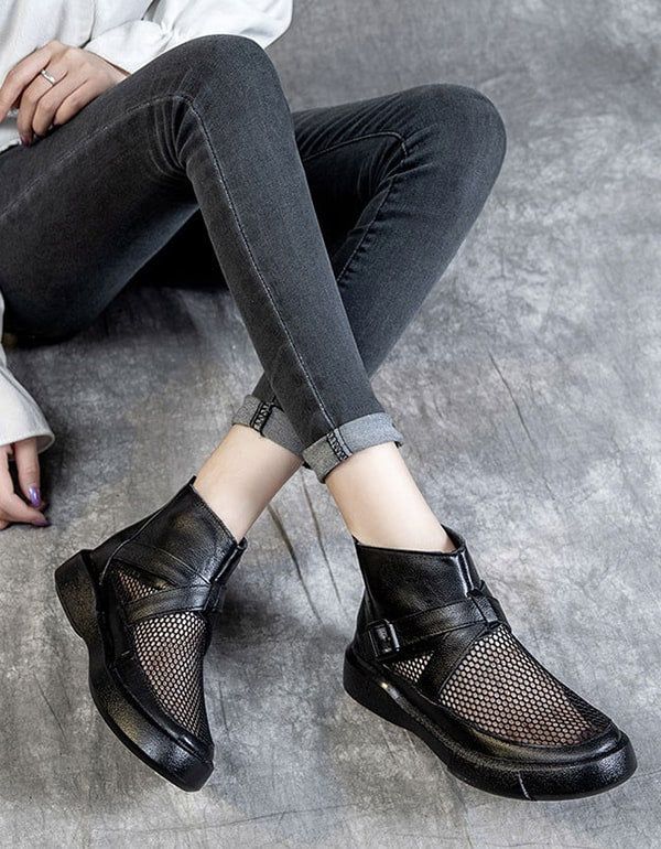 Bottines En Cuir Rétro En Maille D'été 35-41