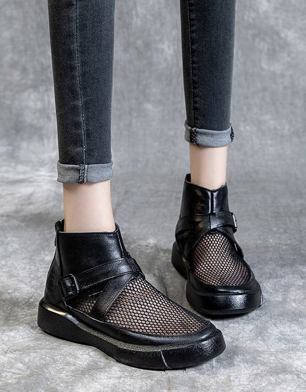 Bottines En Cuir Rétro En Maille D'été 35-41