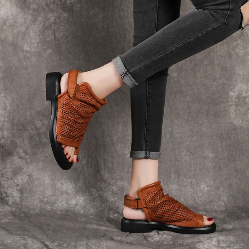 Sandales Pour Femmes En Cuir Rétro Faites À La Main | Chaussures Cadeaux