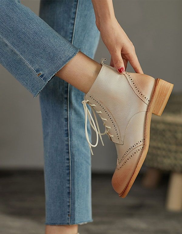 100% Cuir Fait À La Main Vintage Bullock Oxford Boots