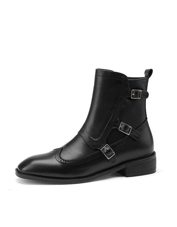 Bottes Oxford Pour Femme De Style Britannique Brock À Bout Carré