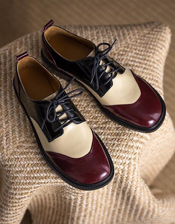 Chaussures Oxford Assorties À Tête Ronde Pour Femmes