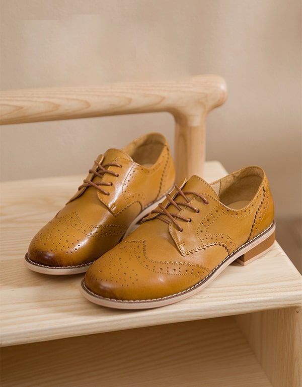 Chaussures Oxford Britanniques En Cuir Faites À La Main Vintage Nouveau