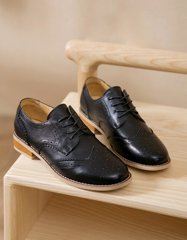 Chaussures Oxford Britanniques En Cuir Faites À La Main Vintage Nouveau