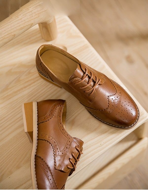 Chaussures Oxford Britanniques En Cuir Faites À La Main Vintage Nouveau