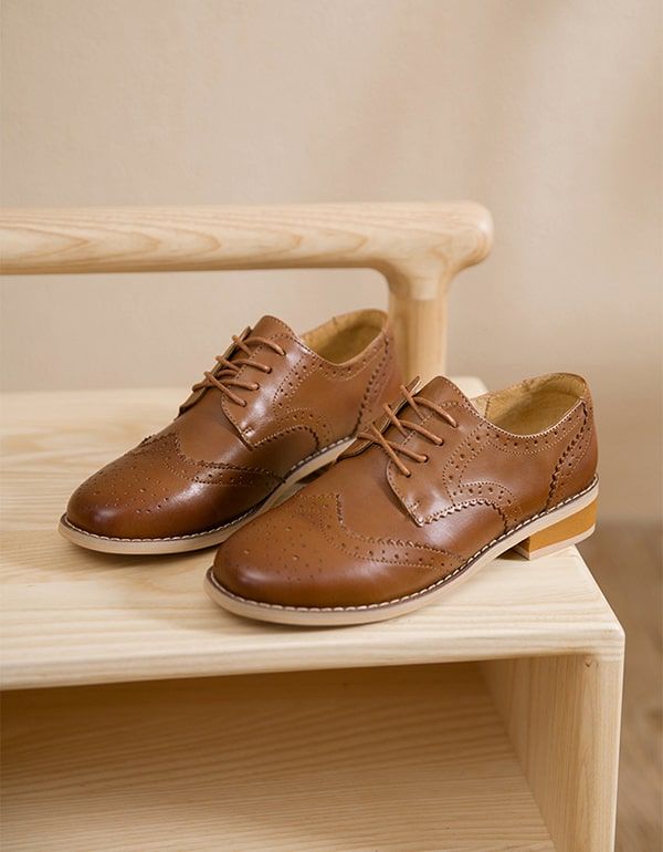 Chaussures Oxford Britanniques En Cuir Faites À La Main Vintage Nouveau