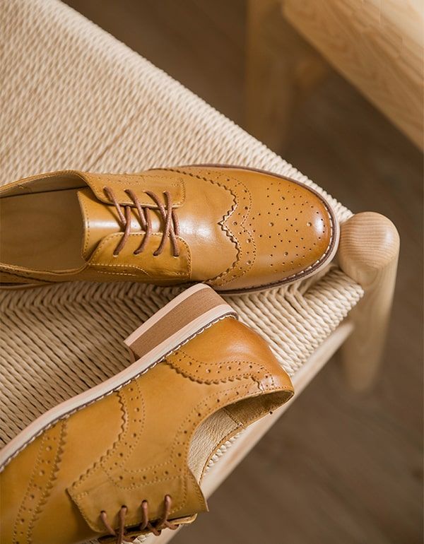 Chaussures Oxford Britanniques En Cuir Faites À La Main Vintage Nouveau