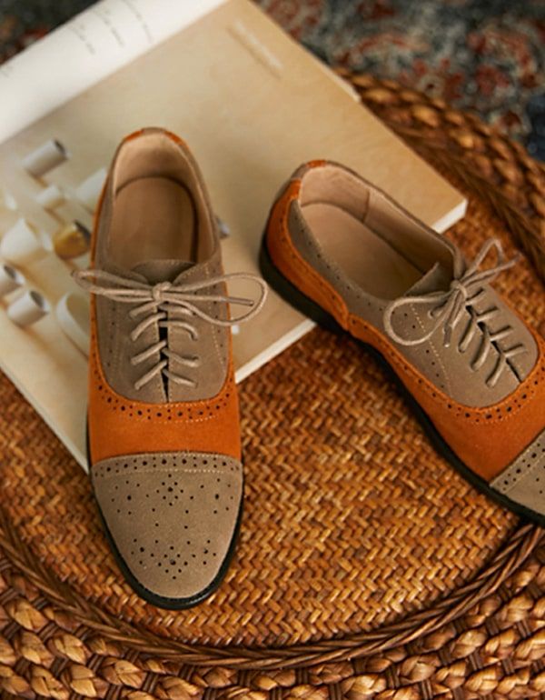 Chaussures Oxford Britanniques En Cuir Suédé Sculpté Brock