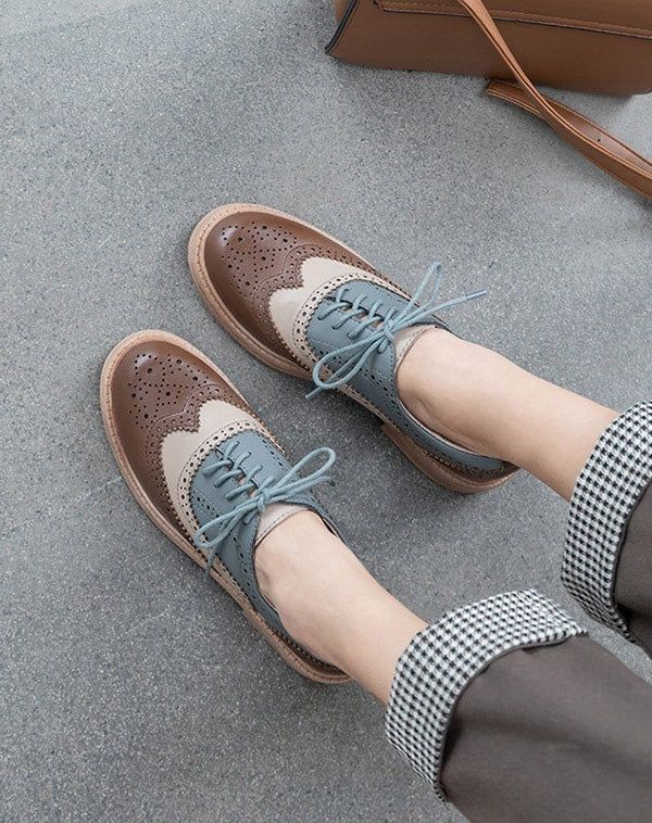 Chaussures Oxford En Cuir Véritable Faites À La Main Pour Femmes