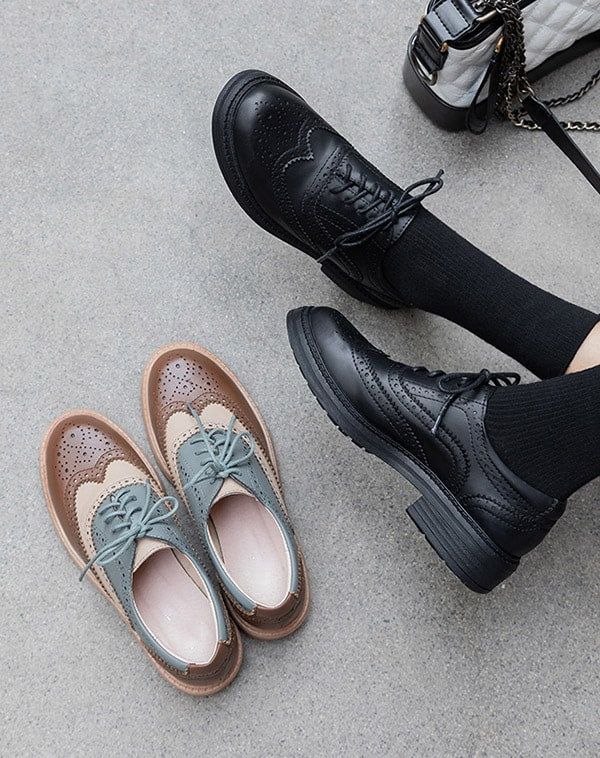 Chaussures Oxford En Cuir Véritable Faites À La Main Pour Femmes