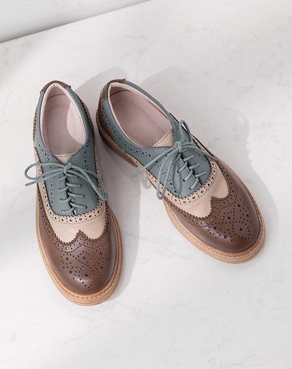 Chaussures Oxford En Cuir Véritable Faites À La Main Pour Femmes