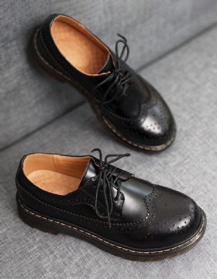 Chaussures Oxford À Talons Épais En Cuir De Style Britannique