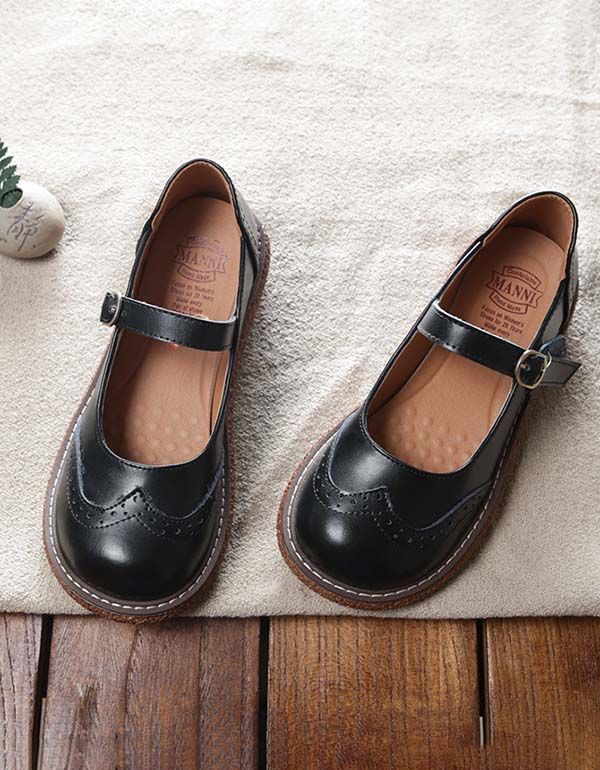 Tête Ronde Rétro Oxford Mary Jane Chaussures