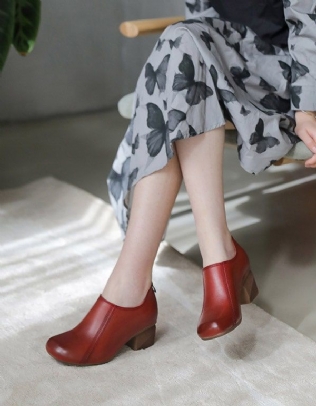 Back-zipper Retro Elegant Chunky Shoes