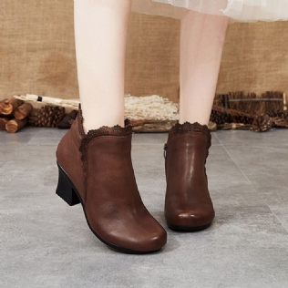 Bottes Épaisses En Cuir Rétro Faites À La Main | Chaussures Cadeaux