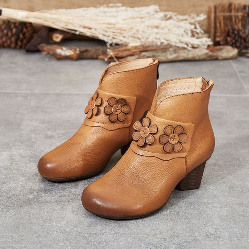 Bottes Épaisses En Cuir Rétro D'hiver | Chaussures Cadeaux