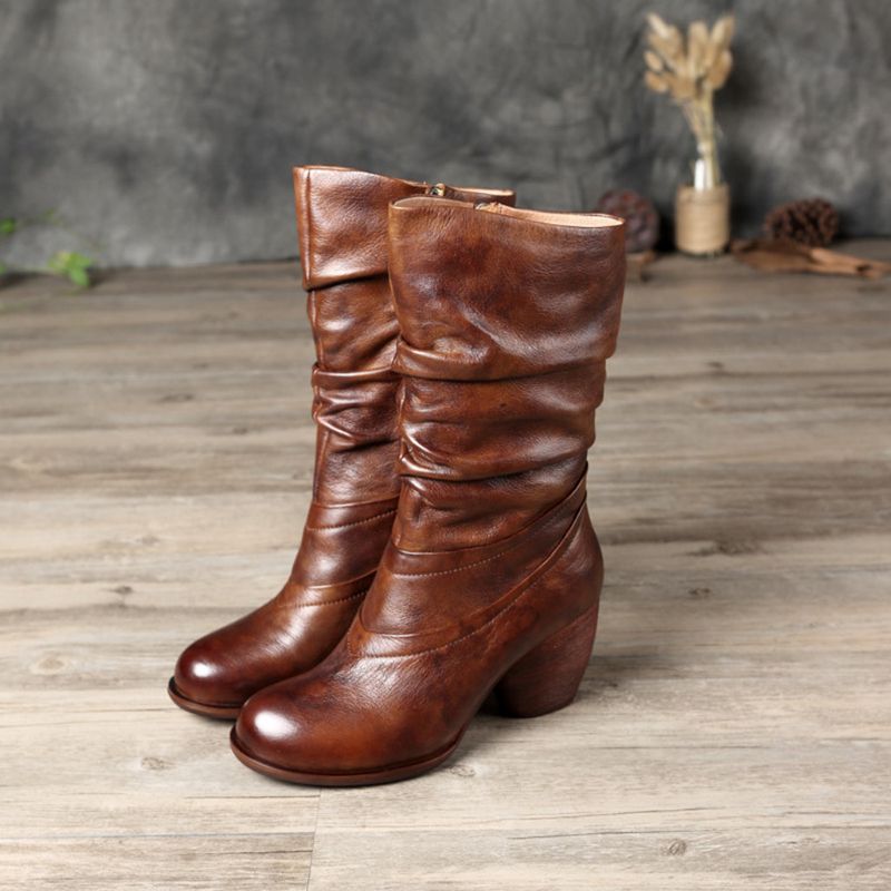 Bottes Longues De Chevalier Rétro Épaisses | Chaussures Cadeaux