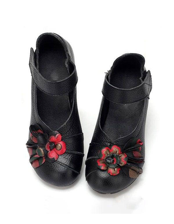 Chaussures Ethniques Fleur Tête Ronde Printemps Femme