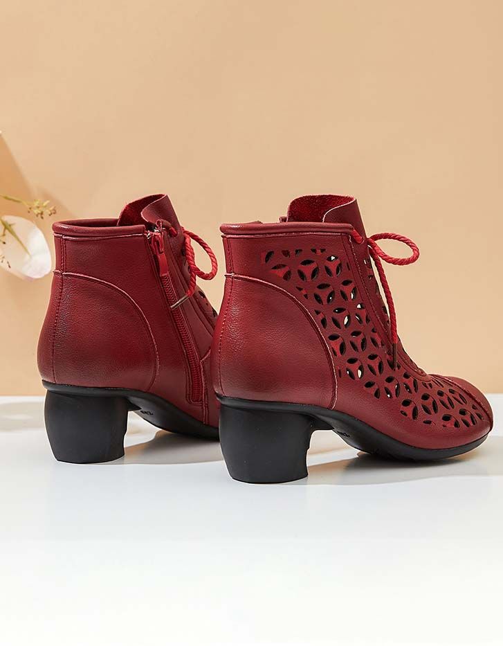 Spring Handmade Retro Hollow Cheville Bottines