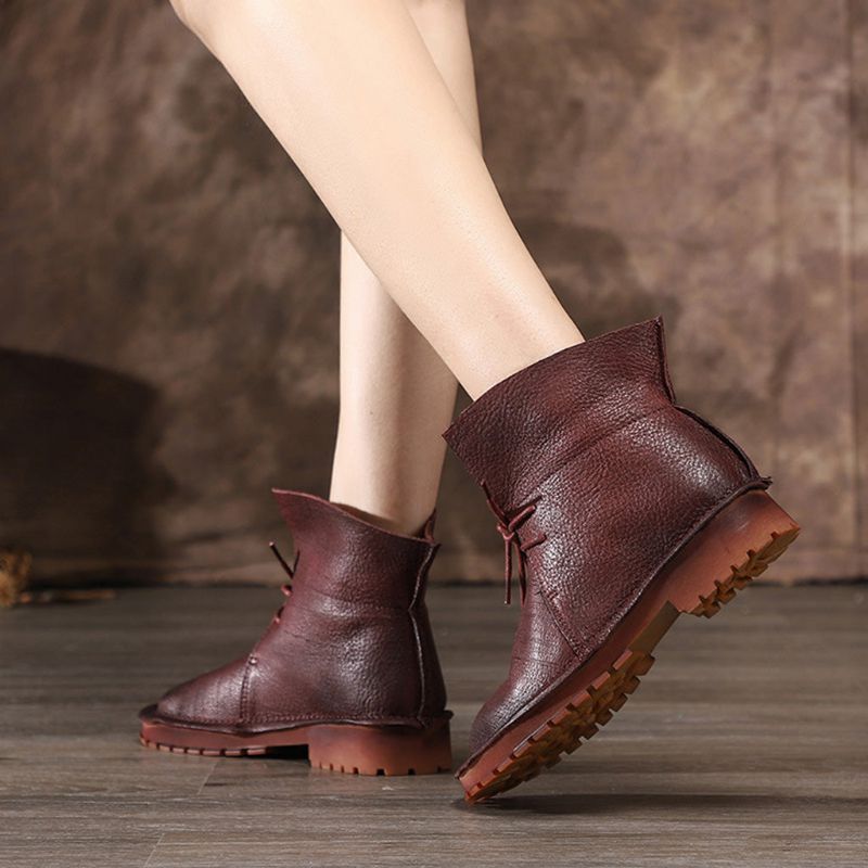 Automne Hiver Bottes Courtes Cuir Rétro Fond Souple | Chaussures Cadeaux