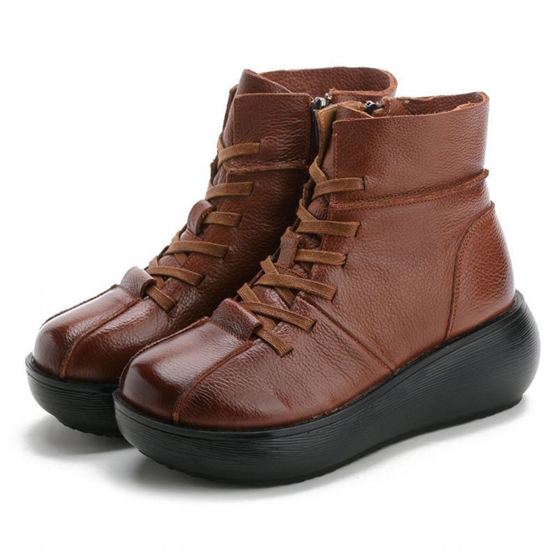 Automne Hiver Bottes Courtes Vintage En Cuir Confortables | Chaussures Cadeaux