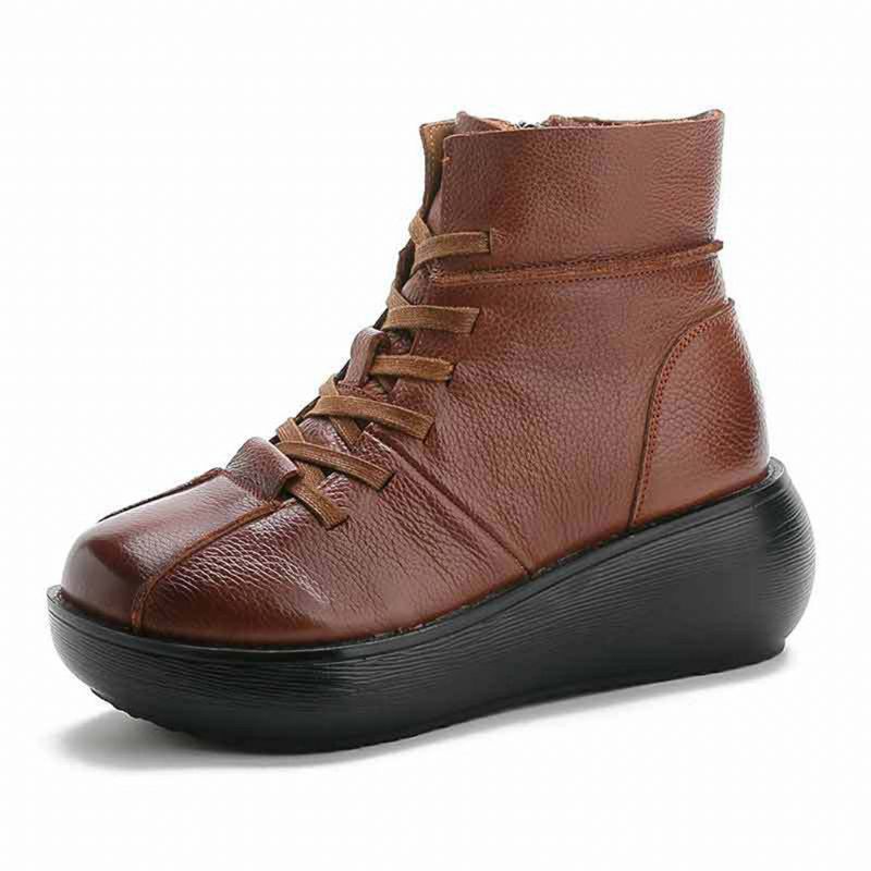 Automne Hiver Bottes Courtes Vintage En Cuir Confortables | Chaussures Cadeaux