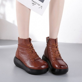 Automne Hiver Bottes Courtes Vintage En Cuir Confortables | Chaussures Cadeaux